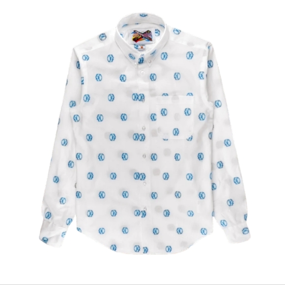 NAKED & FAMOUS x Street Fighter 2 white Hadouken jacquard shirt size med… - Picture 1 of 16